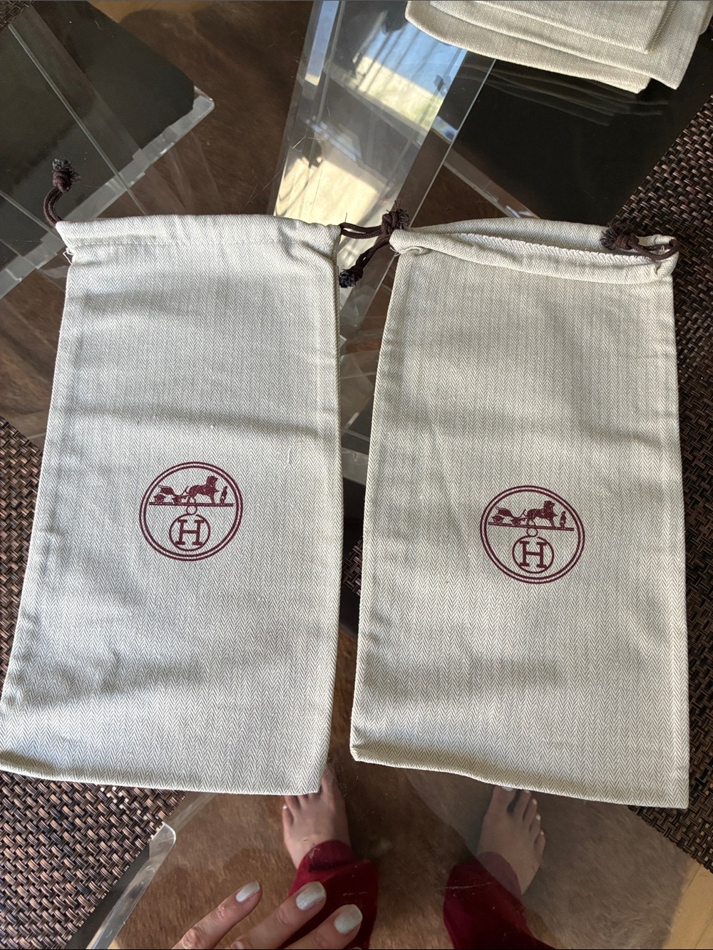 Hermes Drawstring Dust Bag (Set of 2)